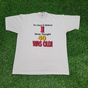 VTG 90s "40 Was Old" T-Shirt Mens L Single Stitch USA Made Gag Gift